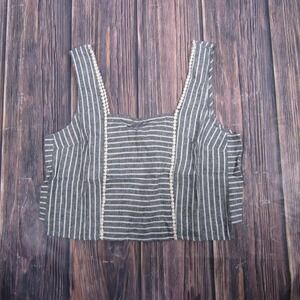 Marine Layer NEW NWT Womens Large White Blue Striped Stella Crop Tank Top